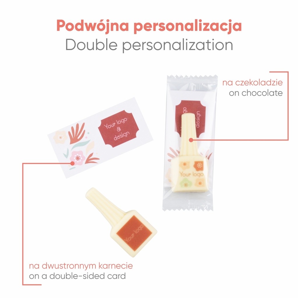 SŁODYCZE REKLAMOWE ADVERT CARD – LAKIER DO PAZNOKCI PRINT - czekolada biała (27% masła kakaowego)