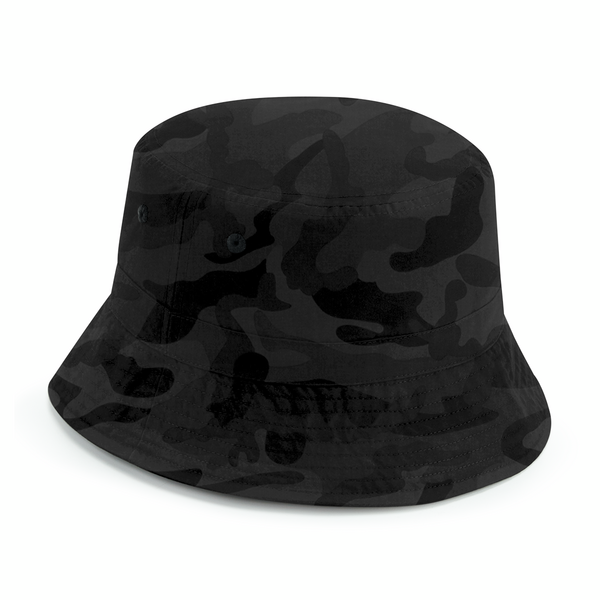 Kapelusz Bucket z Recyklingu z Troczkiem - Midnight Camo