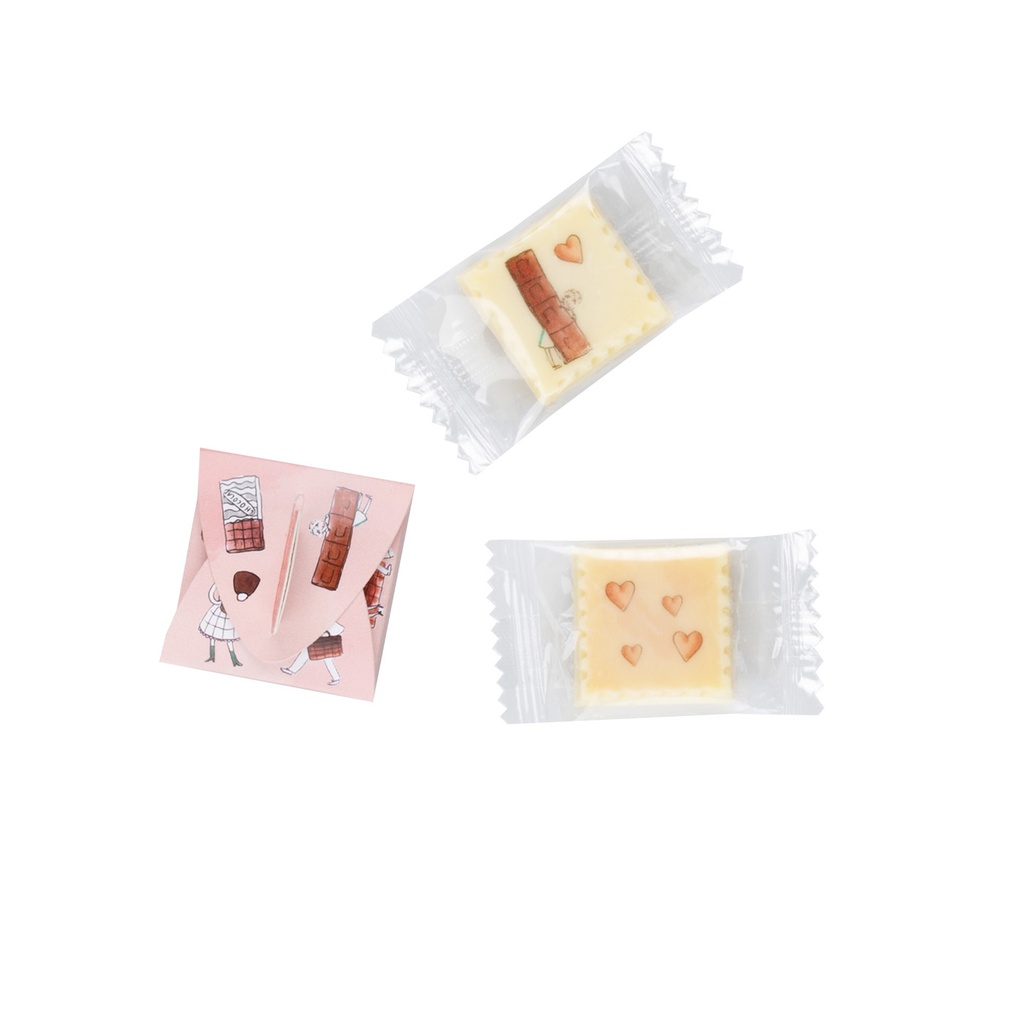 PRALINKA Z NADRUKIEM CHOCOSTAMP BOX - czekolada biała (27% masła kakaowego) z nadzieniem z sycylijskich migdałów