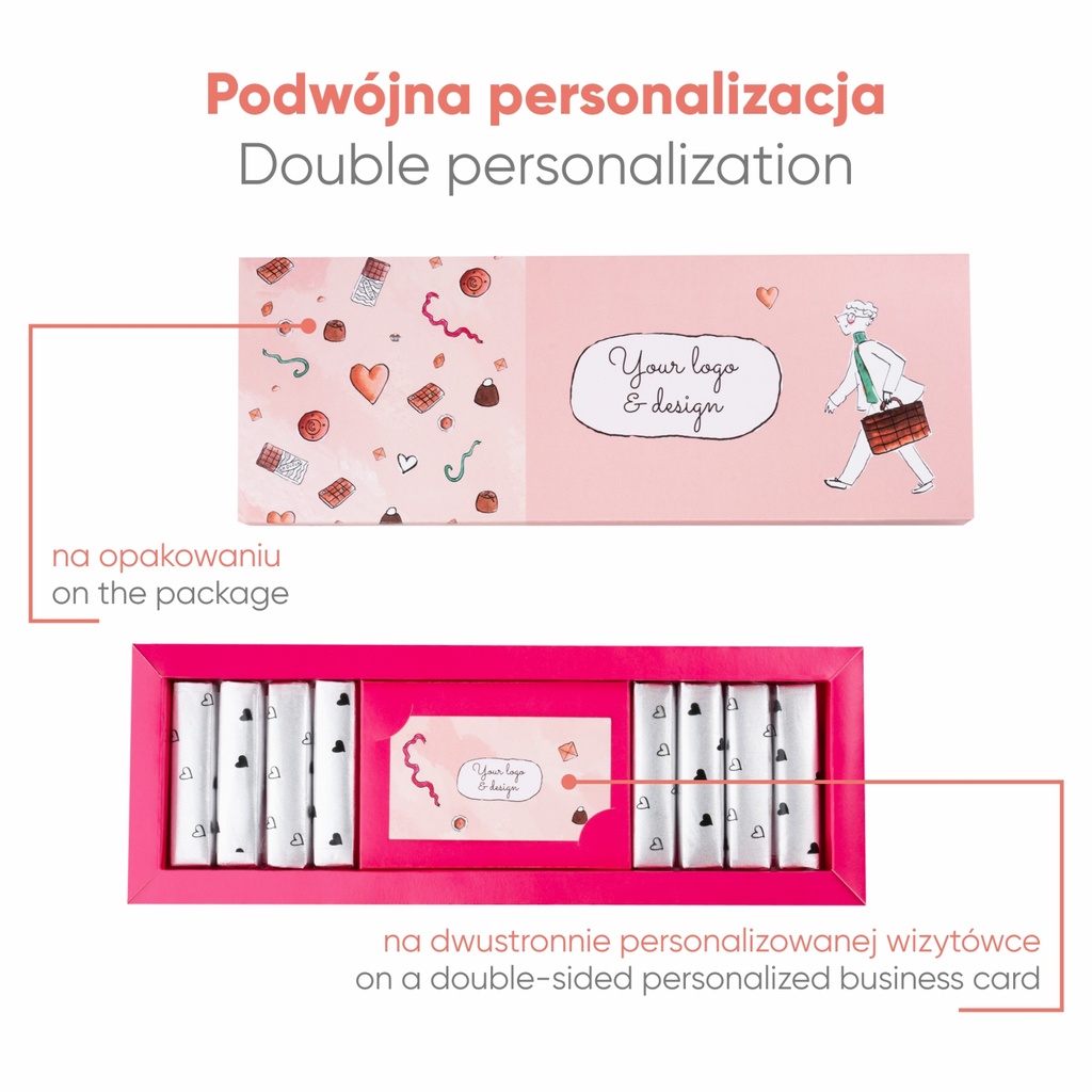 PRALINY MESSAGE BOX 8 SZT - czekolada mleczna (33% kakao) z nadzieniem peanut butter