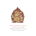 CZEKOLADOWY KSZTAŁT CELEBRATION MUFFIN - czekolada karmelowa Gold (30% masła kakaowego), czekolada mleczna z miodem (33% kakao), czekolada mleczna bez cukru (33% kakao), czekolada Fairtrade (mleczna 33% lub deserowa 72% kakao)