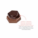 PRALINKI COFFEE BLISS QUARTET - praliny z mlecznej czekolady (33% kakao) z nadzieniem z dodatkiem kawy Pluton i pieczęcią z deserowej czekolady (57% kakao)