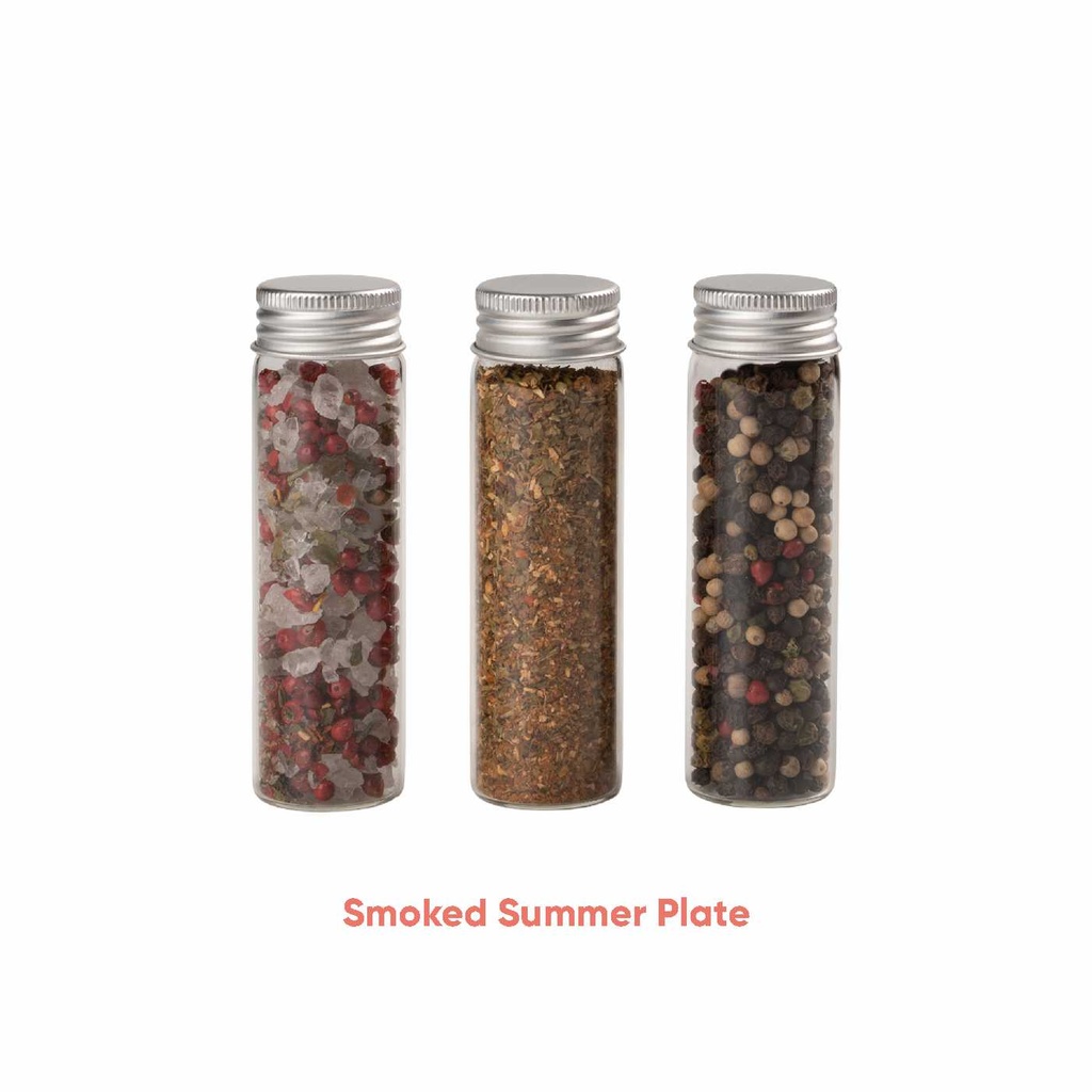 KOLEKCJA SAVORY TWIST MIDI TRIO - Smoked Summer Plate - przyprawa do grilla, pieprz kolorowy i sól chilli