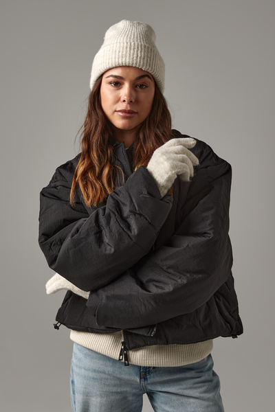 Dwuwarstwowa czapka prążkowana - Grey Marl