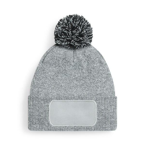 Czapka z pomponem i łatką - Heather Grey & Black