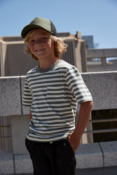 Czapka dziecięca trucker z siateczką - Olive Green & Black