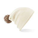 Czapka dwuwarstwowa z pomponem - Off White & Mocha