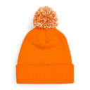 Czapka dwuwarstwowa z pomponem - Orange & White
