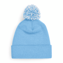 Czapka dwuwarstwowa z pomponem - Sky Blue & White