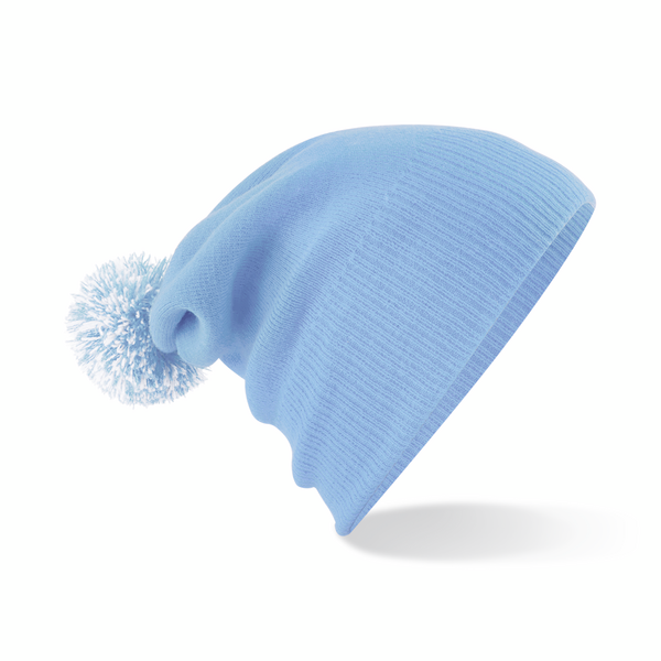 Czapka dwuwarstwowa z pomponem - Sky Blue & White