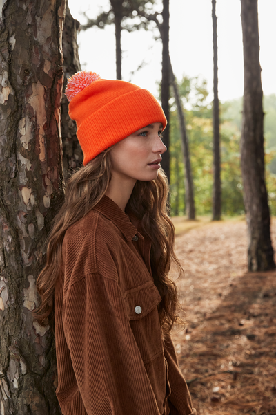 Czapka dwuwarstwowa z pomponem - Surf Blue & Off White