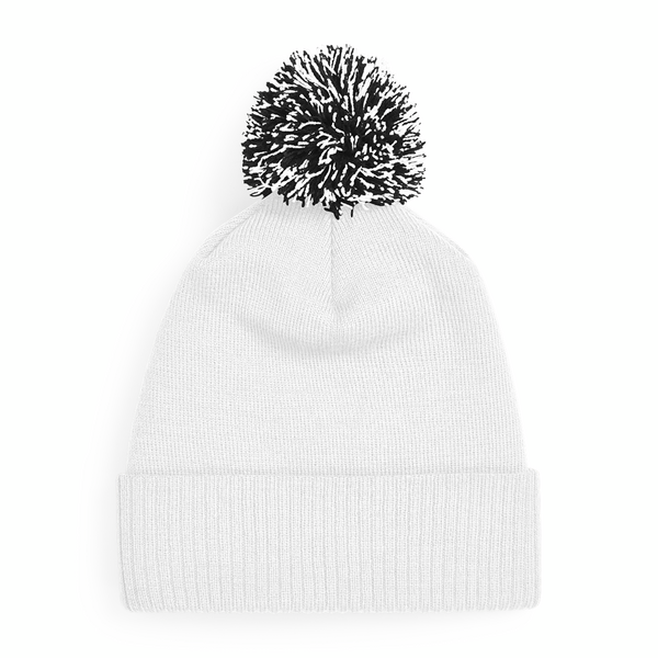 Czapka dwuwarstwowa z pomponem - White & Black