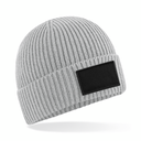 Czapka beanie z bawełnianą łatką - Light Grey & Black