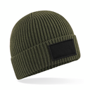 Czapka beanie z bawełnianą łatką - Military Green & Black