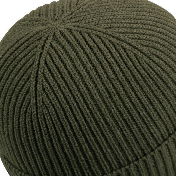 Czapka beanie z bawełnianą łatką - Military Green & Black