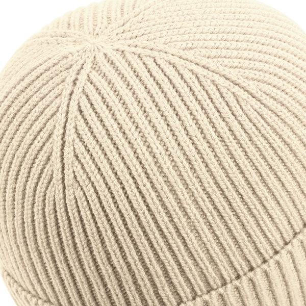 Czapka beanie z bawełnianą łatką - Oatmeal & Black