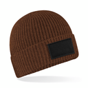 Czapka beanie z bawełnianą łatką - Walnut & Black