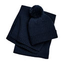 Zestaw Czapka Beanie i Szalik – Dzianina - Navy Fleck