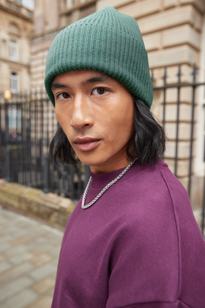 Czapka beanie z wywinięciem - Marine Green