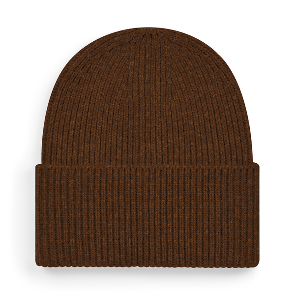 Czapka beanie z wywinięciem - Walnut