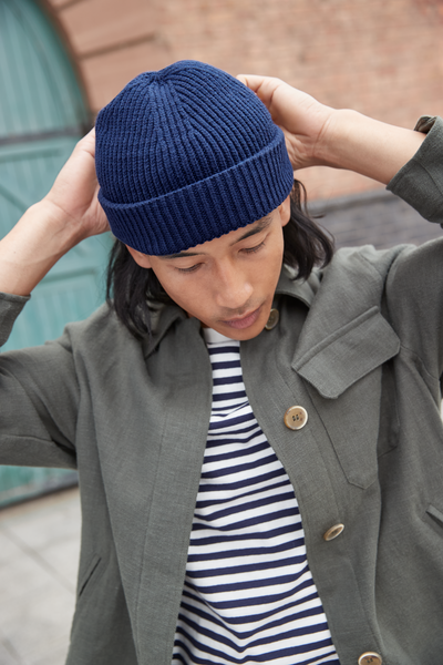 Czapka prążkowana z wywinięciem - Mustard