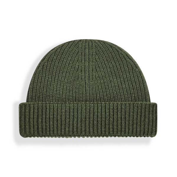 Czapka prążkowana z wywinięciem - Olive Green