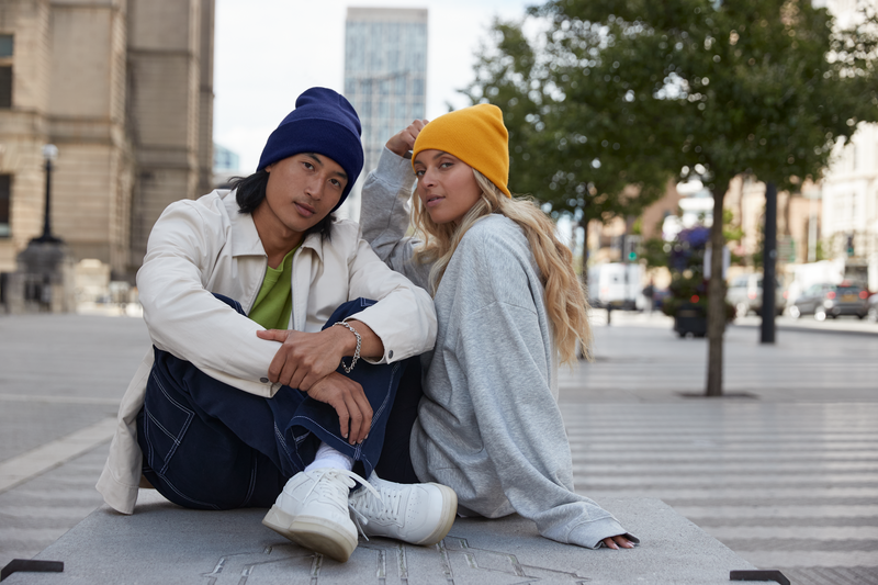 Czapka beanie z szerokim mankietem - Ash