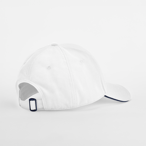 Czapka 5‑panelowa z bawełny organicznej z kontrastowym daszkiem - White & French Navy