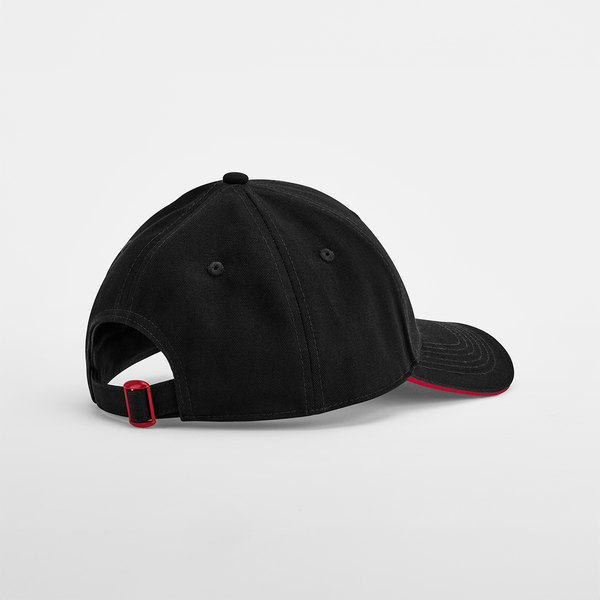 Czapka bawełniana 6-panelowa z daszkiem sandwich - Black & Classic Red