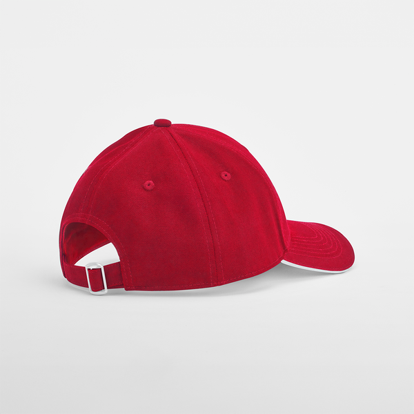 Czapka bawełniana 6-panelowa z daszkiem sandwich - Classic Red & White