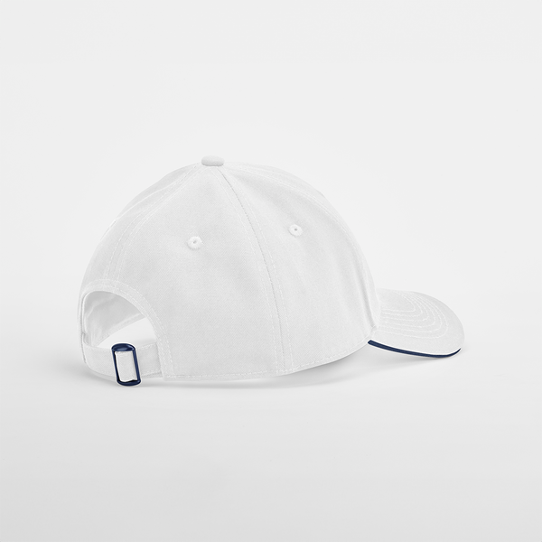 Czapka bawełniana 6-panelowa z daszkiem sandwich - White & French Navy