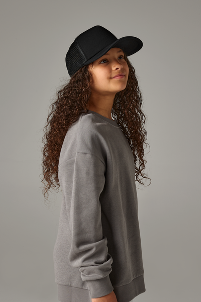 Dziecięca czapka trucker z siatką snapback - Black