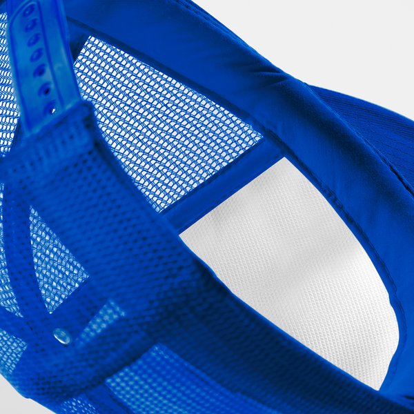 Dziecięca czapka trucker z siatką snapback - Bright Royal & White