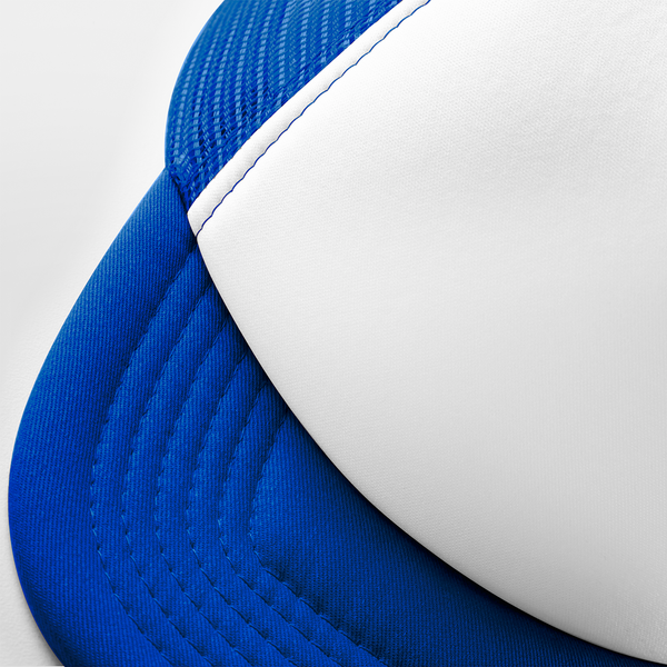 Dziecięca czapka trucker z siatką snapback - Bright Royal & White