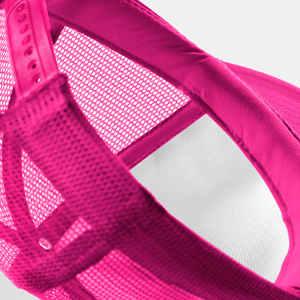 Dziecięca czapka trucker z siatką snapback - Fuchsia & White