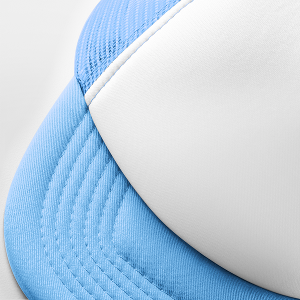 Dziecięca czapka trucker z siatką snapback - Sky Blue & White