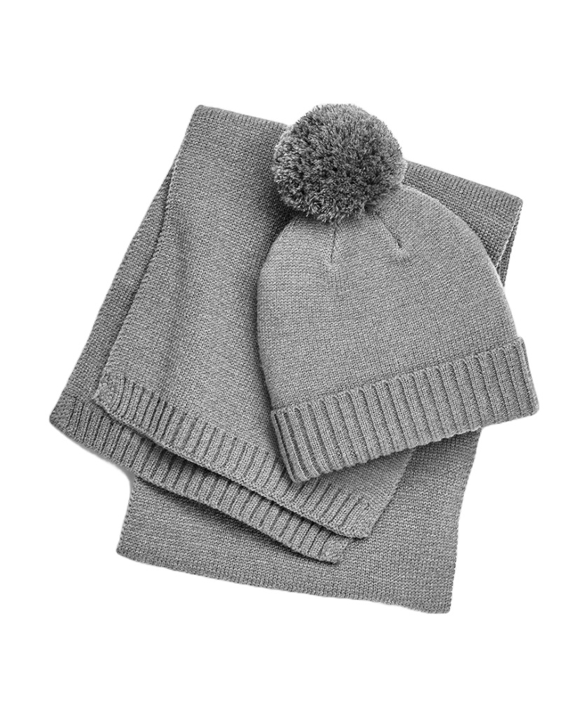 Zestaw prezentowy: dzianinowy szalik i czapka beanie  - Light Grey Fleck