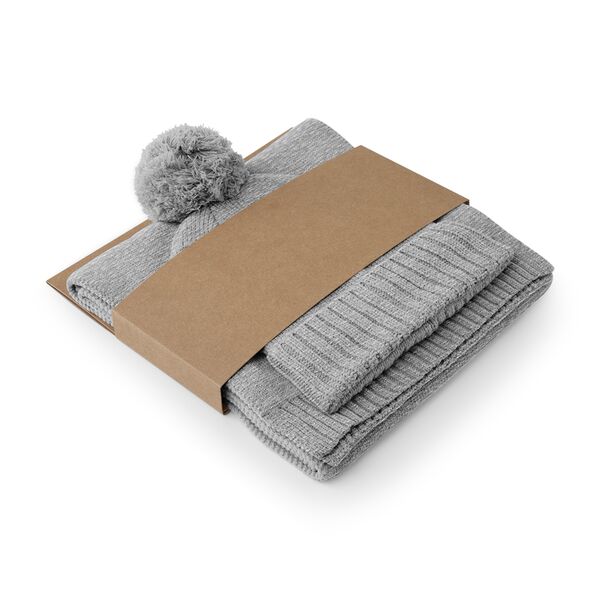 Zestaw prezentowy: dzianinowy szalik i czapka beanie  - Light Grey Fleck