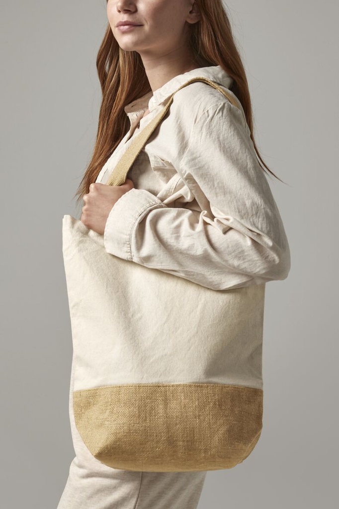 Torba na zakupy z płótna z podstawą z juty - Natural