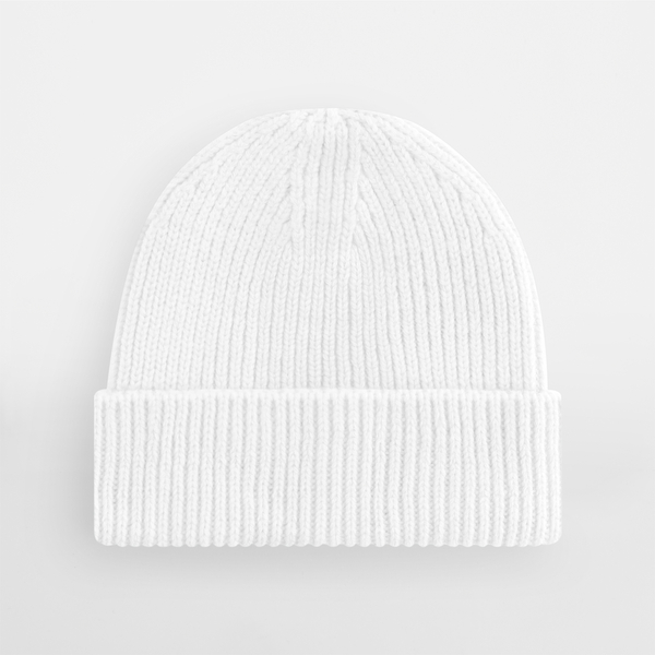 Czapka prążkowana z wywinięciem - White