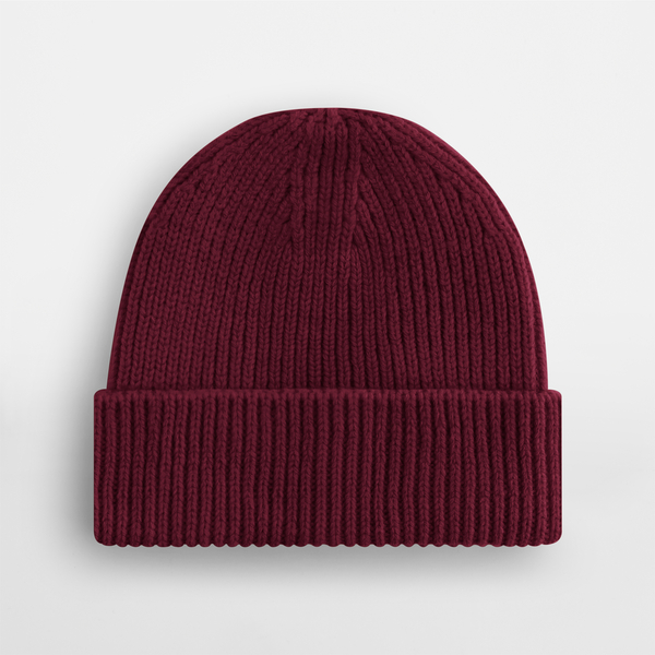 Czapka prążkowana z wywinięciem - Burgundy