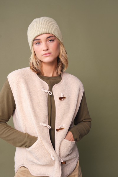 Czapka prążkowana z wywinięciem - Light Grey