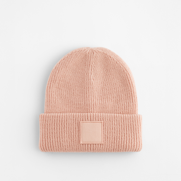 Dziecięca czapka beanie z głębokim podwinięciem - Peach 
