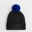 Dziecięca czapka beanie z naszywką Snowstar - Black & Bright Royal 