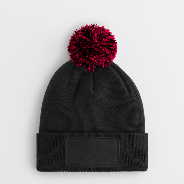 Dziecięca czapka beanie z naszywką Snowstar - Black & Classic Red