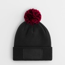 Dziecięca czapka beanie z naszywką Snowstar - Black & Classic Red