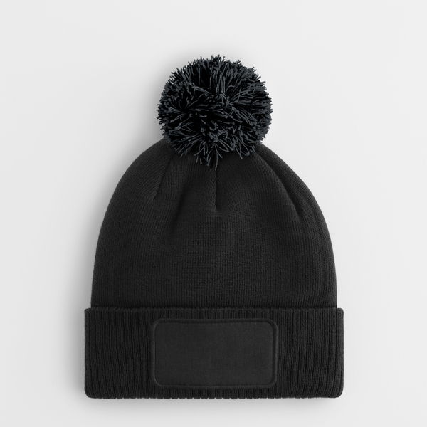 Dziecięca czapka beanie z naszywką Snowstar - Black & Graphite Grey 