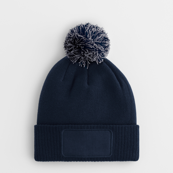 Dziecięca czapka beanie z naszywką Snowstar - French Navy & Light Grey 