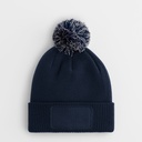Dziecięca czapka beanie z naszywką Snowstar - French Navy & Light Grey 