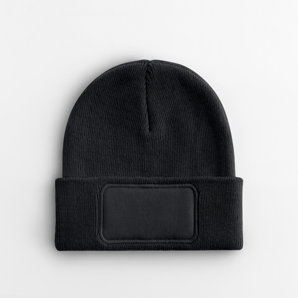 Dziecięca czapka beanie z naszywką - Black
